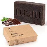 lubiu Koffiezeep met scrub, 100 g, biologische zeep voor dames, natuurlijke zeep voor mannen