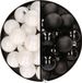 Decoris Kaemingk B.V. 32x stuks kunststof kerstballen mix van wit en zwart 4 cm