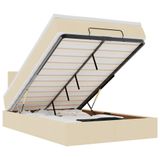 VidaXL Bed poef met matras en LED's crèmekleurig 120x190 cm stof