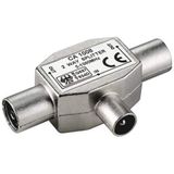 PremiumCord TV antennesplitter IEC 75 Ohm, 1x stekker naar 2X bus, coax-koppeling, coax-antenne, DVB-T, kleur zilver