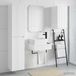 Maison Exclusive Ensemble de 3 meubles de salle de bain, finition laquée blanche, dimensions : 33 x 34,5 x 160 cm