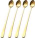 Orivio - Set de 4 cuillères à mélanger dorées pour latte, thé et café avec long manche