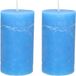 Bougie non-marquée - 2x - bleu clair - 7 x 13 cm