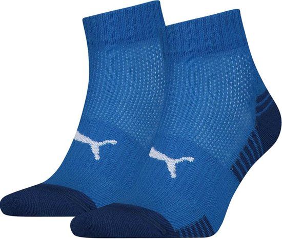 Puma Sport Cushioned Quarter Socks (2-pack) - Blue - Size 35-38