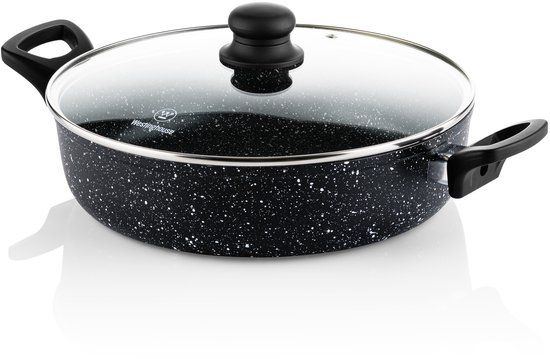 Westinghouse Hapjespan Inductie - Ø 28 cm - Zwart Marmer - Met Deksel