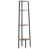VidaXL Hoekkast met 4 lagen donkerbruin en zwart 45,5x31,5x150 cm