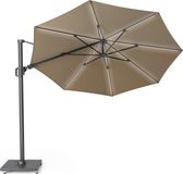 Platinum Sun & Shade – Zweefparasol – Challenger T² Glow - Ø350cm - Taupe - Dubbel Kantelbaar – 360° Draaibaar – 96% UV protectie
