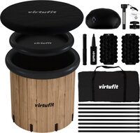 VirtuFit IJsbad XXL met Hoes - 375 Liter - Wood Look - Inclusief accessoires - Zitbad - Ice Bath - IJsbad Opblaasbaar - Dompelbad - Opvouwbaar IJs Bad - IJsbaden