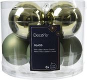 Decoris Kerstballen Glas 8 stuks Rosemarijn 7cm Groen
