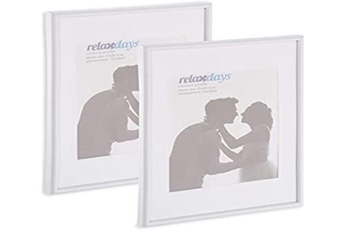 Relaxdays Fotolijst set van 2, DIN A4, passe-partout 15x20 cm, wit