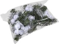 Othmar Decorations Bv Kerststukje decoratie - 6x st - zilver - op stekers - 12 cm - kerstversiering