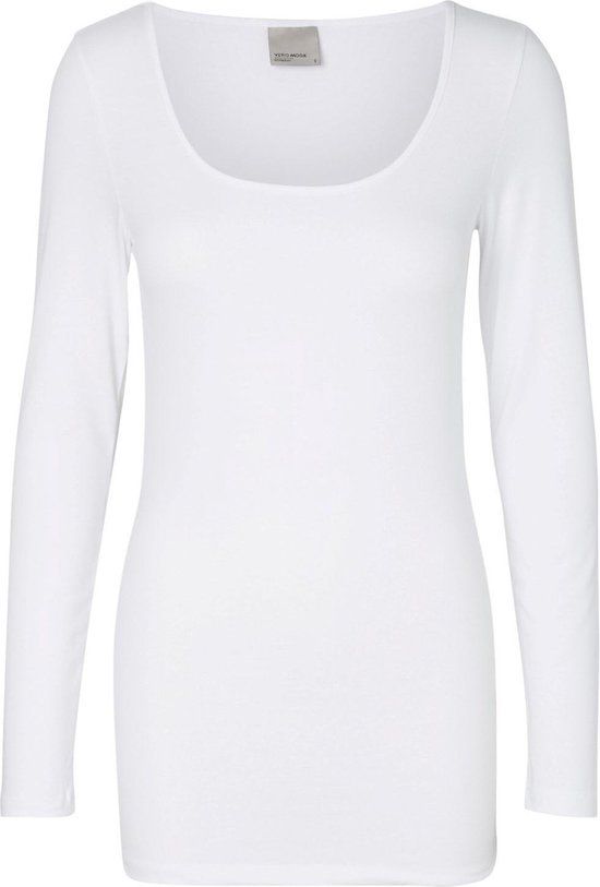 Vmmaxi My Ls Soft Long U-neck Noos 10152908 Bright White T-shirt - Women - Size S