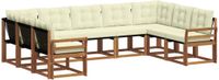 vidaXL - Hoek loungeset - 9 zitplaatsen - Natuurlijk en crème - Acacia hout