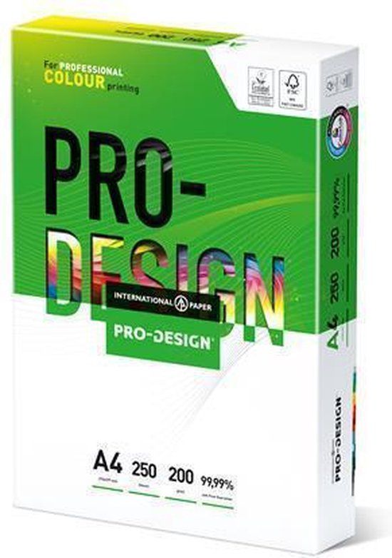 Pro Design A4 Papier - 200 grams - 250 vel - Wit - Halfglanzend