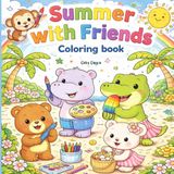 Summer with Friends: A Super Cute and Cozy Coloring Book for Kids and Adults
