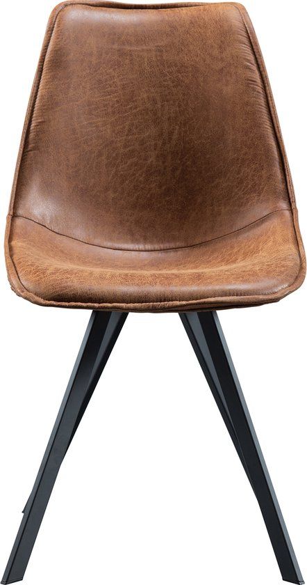 WOOOD Swen Eetkamerstoel - PU - Cognac - Set van 2