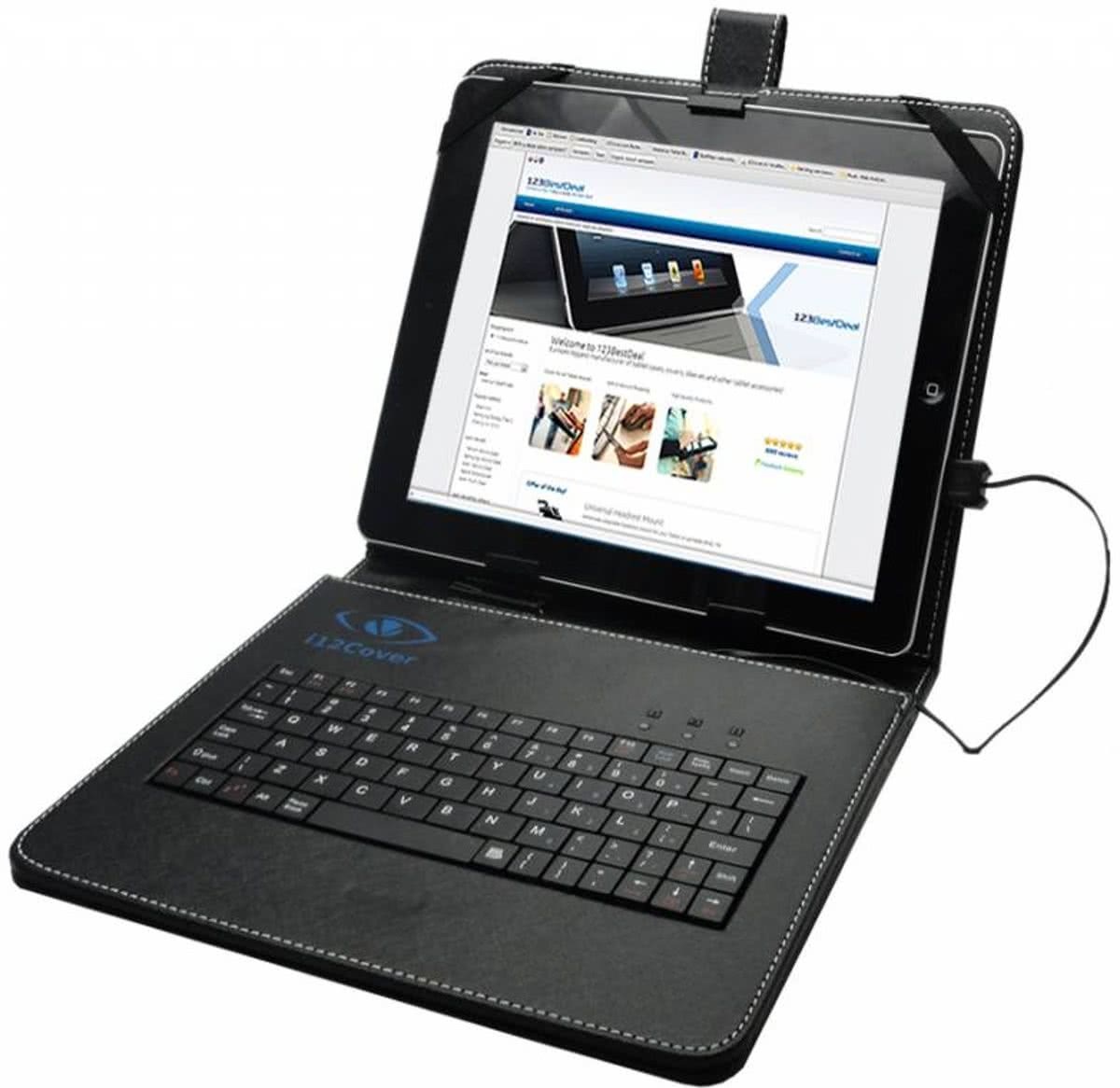 i12Cover Universeel 9,7 Inch Keyboard Case, Hoes met ingebouwd QWERTY toetsenbord, Zwart, merk Betaalbare universele keyboard case voor een 9.7 inch tablet. De cover is gemaakt van PU leer met ingebouwd toetsenbord
