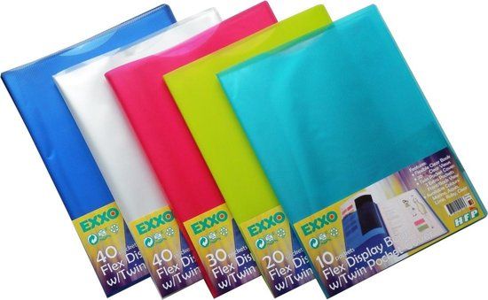 EXXO-HFP FLEXY Presentatie A4 Show Album - 20 Tassen - Assorti kleuren - 5 Stuks