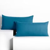 DecoKing Amber-kussenslopen 40 x 80 cm, katoen, rits, blauw, 2 stuks