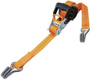 Petex Automatische ratelspanband, zelfoprollend, 1-delig, 5 m x 35 mm, 1.000/2.000 daN, oranje, dubbele veiligheidshaak