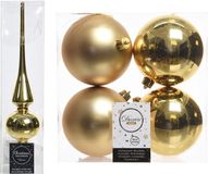 Decoris Kerstballen met Piek - 5 stuks (set) - 10cm - Kunststof - Goudkleurig