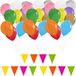 Folat Verjaardag ballonnen 100x stuks met 3x gekleurde vlaggenlijnen