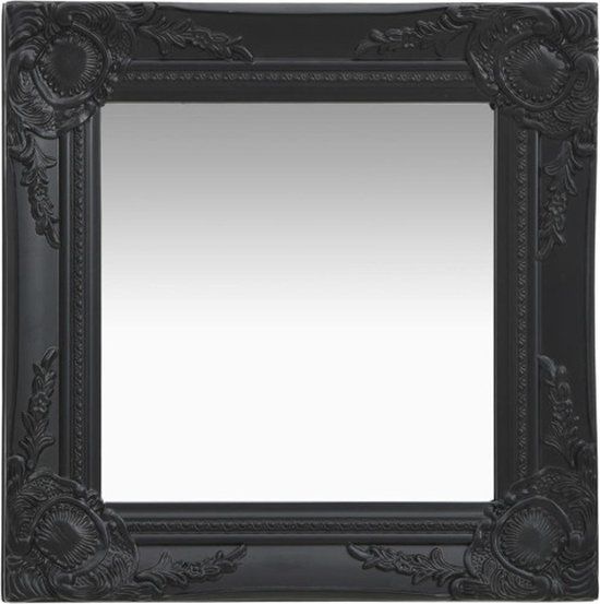 vidaXL Wandspiegel Barok Stijl 40x40 cm Zwart