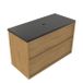 Saniclass Holz Frame Badkamermeubelset - 100x45x63cm - Noche basalten wastafelblad gepolijst (zwart) - zonder kraangat - 2 lades - mat eiken natural (hout) SW1578594/SW728236