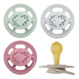 nip - Cherry Green | vanaf 6 maanden | 4-pack | Stijlvriendelijke, tandvriendelijke babyfopspeen Duurzame fopspeen gemaakt van natuurlijke grondstoffen, rood/grijs