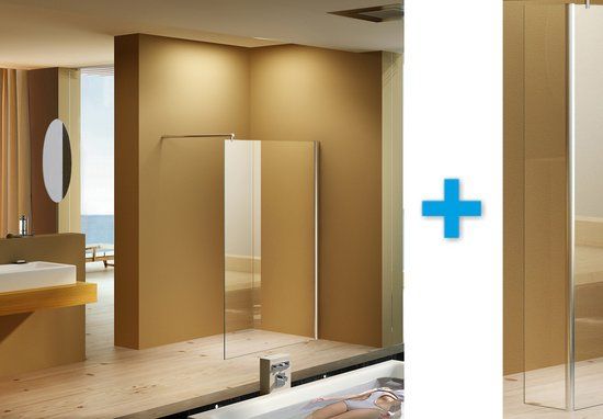 Wiesbaden Inloopdouche Eco 120x200cm + Zijwand - Chroom - Transparant glas