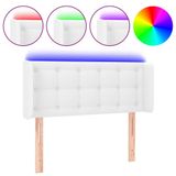 VidaXL Hoofdbord met LED Verlichting - Wit - Kunstleer - 103x16x118/128 cm