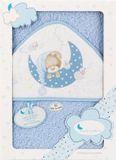 Interbaby Badcape Slapende Beer 100 X 100 Cm Katoen Blauw