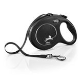 Flexi Nieuw Classic intrekbare hondenriem (tape), 26ft, groot, zwart