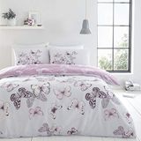Catherine Lansfield Scatter-vlinder beddengoedset, polykatoen, Scatterbutterfly Heather, eenpersoonsbed