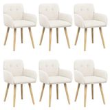vidaXL Eetstoelen - 6 st - Bouclé - Crèmekleurig - 59 x 56,5 x 85 cm