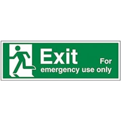 V Safety VSafety Exit for Emergency Use Only Man Left Sign - 600mm x 200mm - Zelfklevende Vinyl