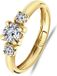 Lucardi Dames Ring met 3 zirkonia stenen - Ring - Cadeau - 14 Karaat Goud - Geelgoud