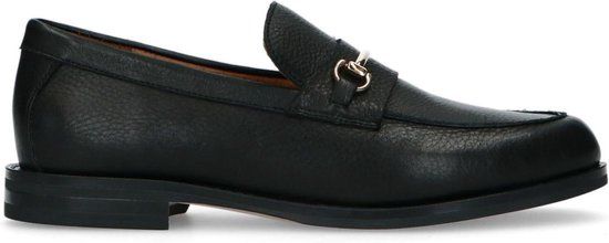 Manfield Dames Zwarte Leren Loafers met Goudkleurig Detail - Maat 36