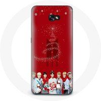 Maniacase Hoesje voor Samsung Galaxy A5 2017 BTS Bangtan Boys Rode Achtergrond Kerstcadeau 2023