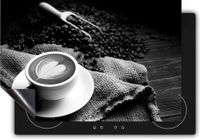 Chefcare Inductie Beschermer Kopje Koffie in een Hartje - Zwart Wit - 95x55 cm
