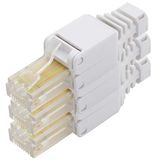 1aTTack.de Cat. 5e gereedschapsloze connector, niet afgeschermd, AWG 24-26, voor flexibele en stijve geleiders, vergulde contacten, 3 stuks