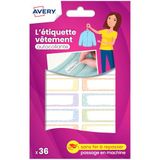 AVERY - 36 voorgedrukte etiketten, beschrijfbaar, voor kleding, pastelkleuren, formaat 4,5 x 1,3 cm