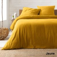 Douceur d'intérieur Katoenen gaas bedset 240 x 220 cm geel