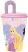 Tataway Disney roze en lila beker voor meisjes in plastic Princesses Belle Cinderella Rapunzel 430 ml met rietje en flexibel deksel