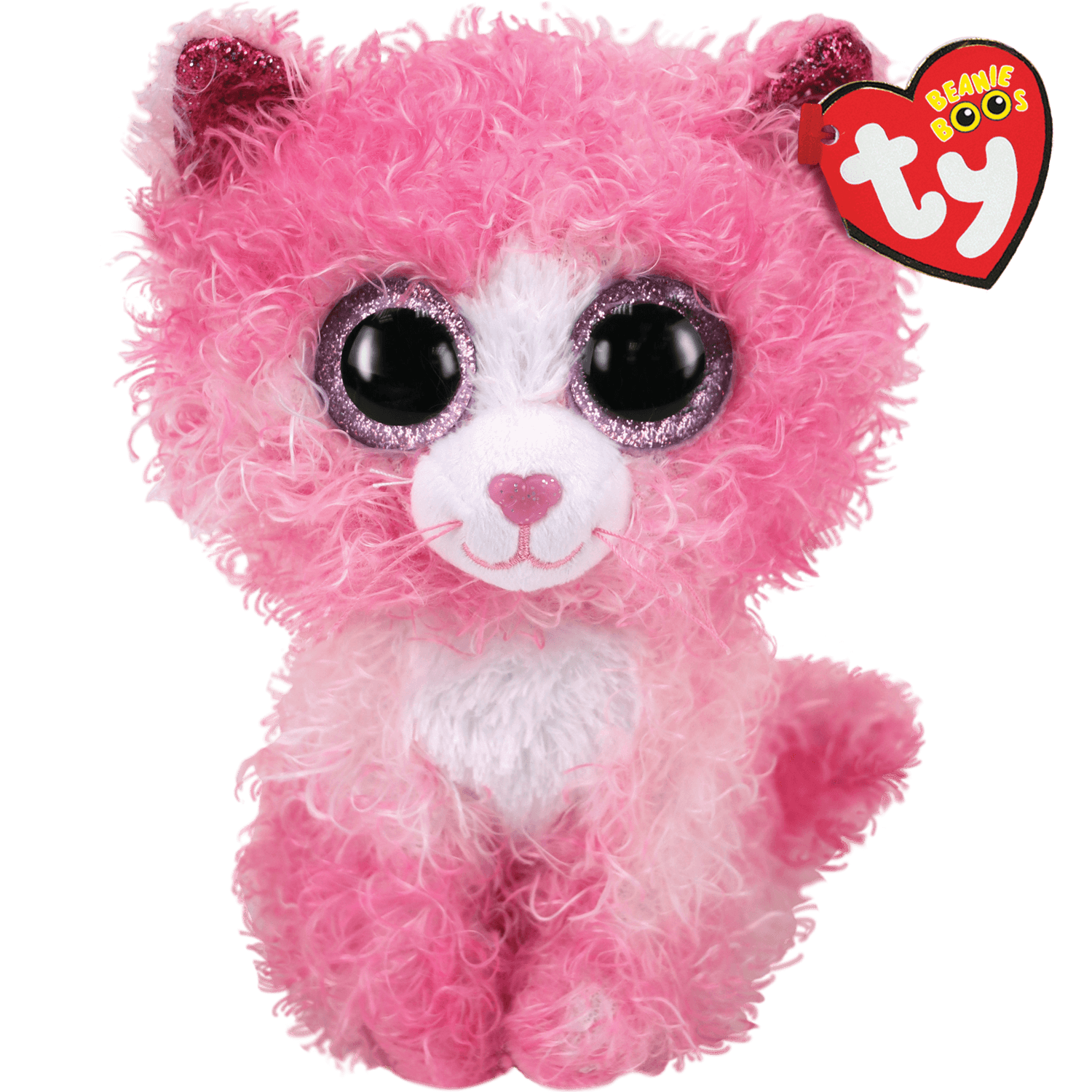 TY Beanie Buddy Reagan Cat 24cm - Knuffel - Wit/Roze - 3+ jaar