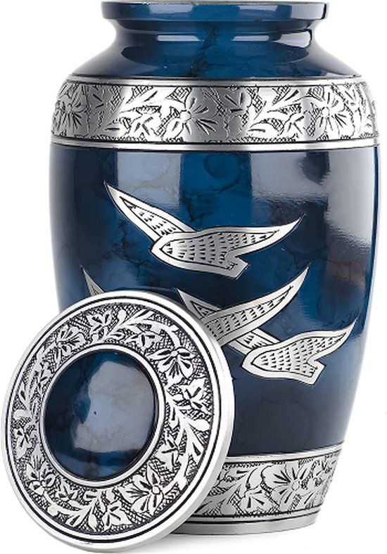 Hemelwinkel XXL Urn - 2.2 Liter - Loving Birds - Metal - Adult - Cremation Urn