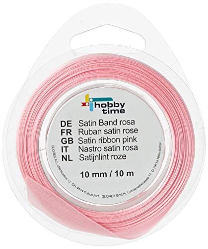 Glorex 6 2202 208 band, satijn, roze, 7 x 5,5 x 1,2 cm