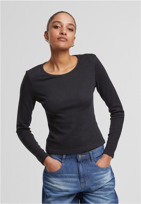 Urban Classics Heat Slim Top Dames Shirt met lange mouwen - Zwart - M
