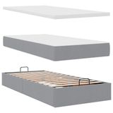 VidaXL Ottoman bed with mattress and LED lighting, light grey, 90x190 cm, upholstered
