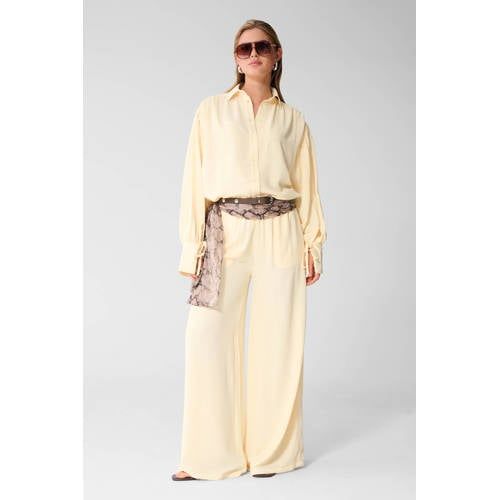 Shoeby Wide Leg High Waist Broek Lichtgeel